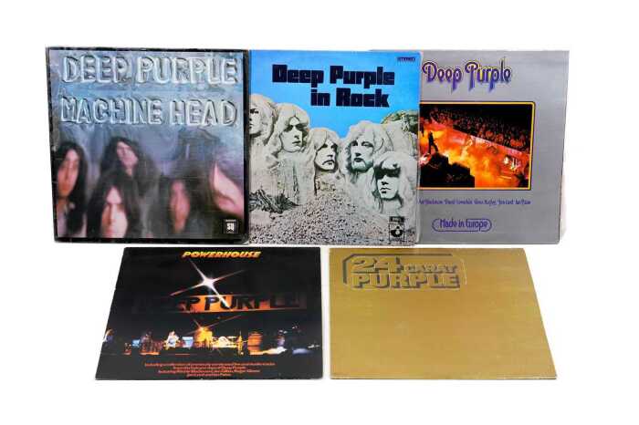 Five Deep Purple vinyl records