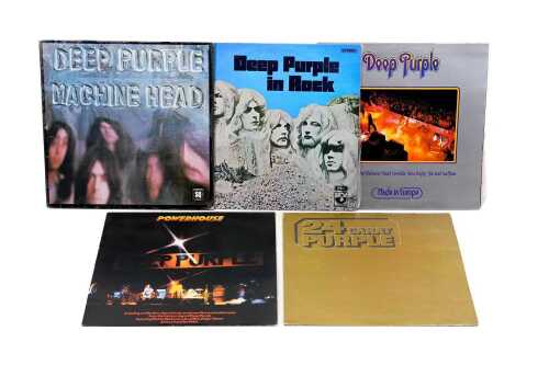 Five Deep Purple vinyl records
