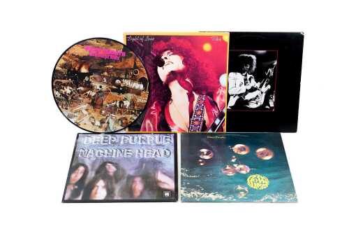 Five Hard Rock and Glam vinyl records