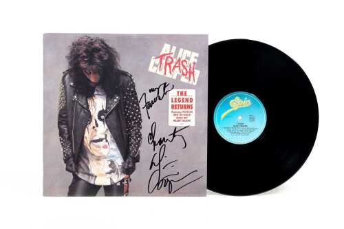 Alice Cooper 'Trash' vinyl record, signed to cover