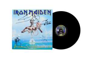 Iron Maiden 'Seventh Son of a Seventh Son' vinyl record, signed by four band members