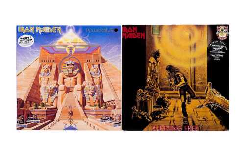 Two Iron Maiden Heavy Metal vinyl records