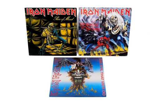 Three Iron Maiden Heavy Metal vinyl records