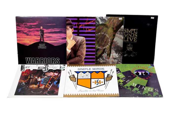 Seven '80s Synthpop and Rock vinyl records