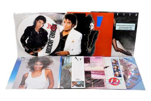 Nine '80s vinyl records, including 12" singles