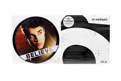 Ed Sheeran and Justin Bieber vinyl records