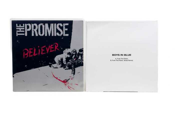 Two Banksy-related collectable vinyl records, including Hardcore Punk and Electronic 12" single