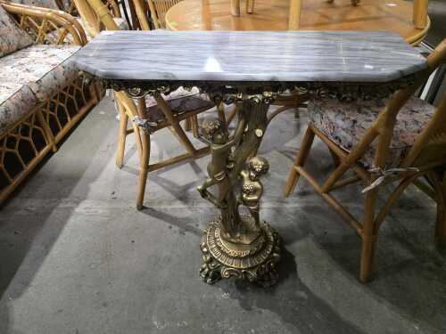 Marble-style console table with figural base