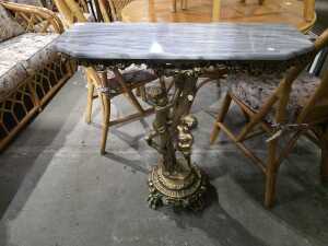 Marble-style console table with figural base