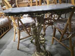 Marble-style console table with figural base - 3