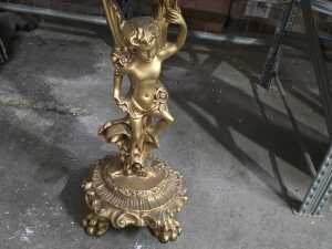 Marble-style console table with figural base - 2