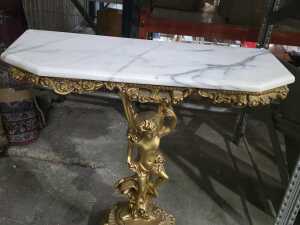 Marble-style console table with figural base - 3