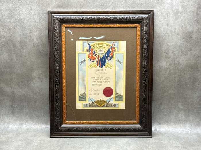 City of Hawthorn certificate presented to E.J. Tolson