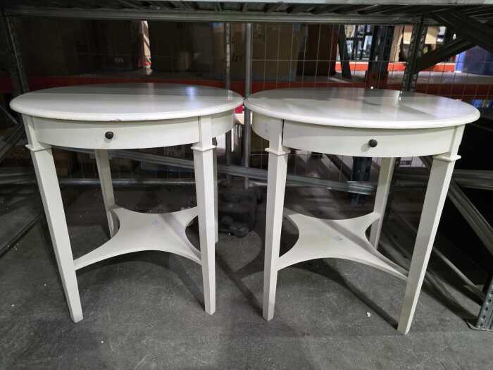 Pair of cream timber occasional tables