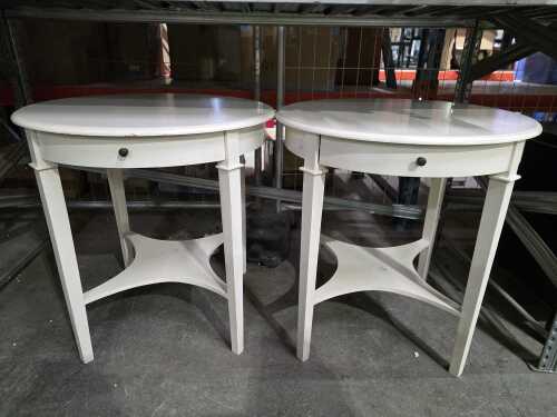 Pair of cream timber occasional tables