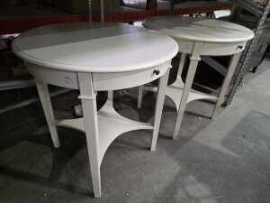 Pair of cream timber occasional tables - 2