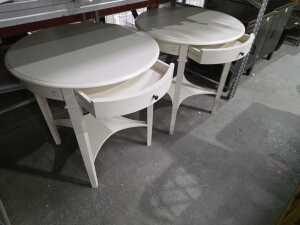 Pair of cream timber occasional tables - 3