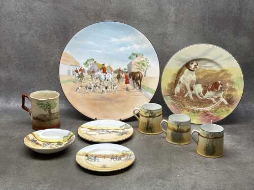 Royal Doulton fox hunting-themed porcelain series ware