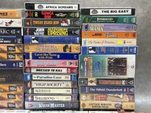 Group of VHS tapes, mainly nostalgia movie titles, including Marx Brothers - 3