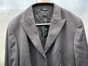 Designer-style double-breasted pinstripe coat - 3