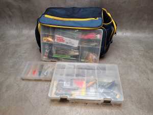 Assorted fishing gear including tackle box - 3