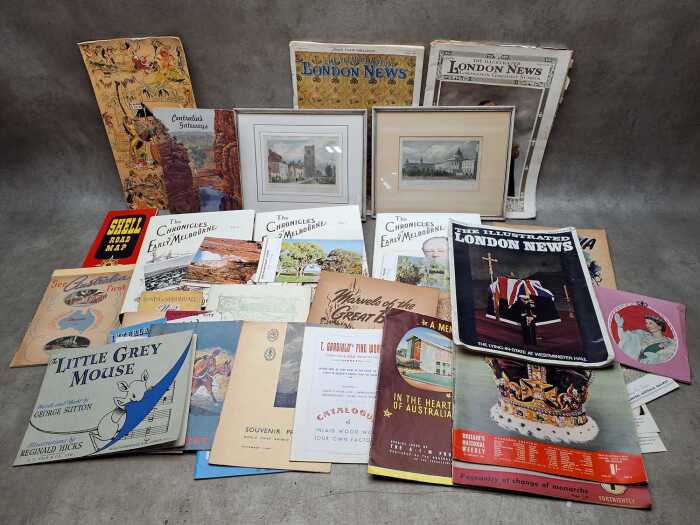 Assorted printed material including a limited edition reprinting of The Chronicles of Early Melbourne Vols. 1-3 by Garryowen