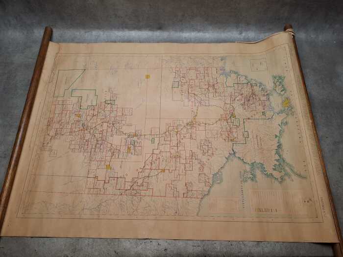 Early Northern Territory, Australia scroll map with timber ends