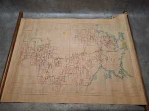 Early Northern Territory, Australia scroll map with timber ends