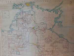 Early Northern Territory, Australia scroll map with timber ends - 2