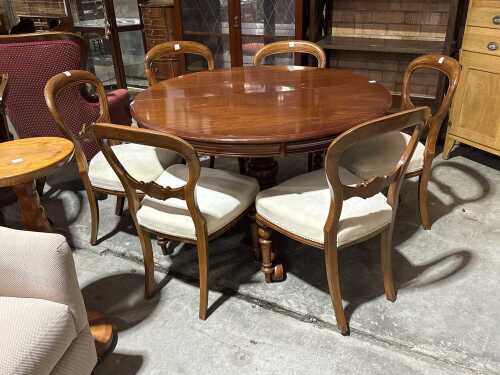 Victorian-style mahogany seven-piece dining suite