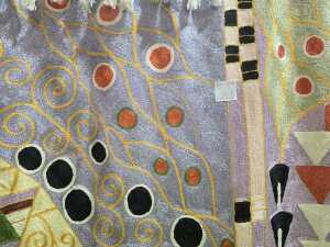 Hand embroidered chain stitch tapestry with hang rail - 3