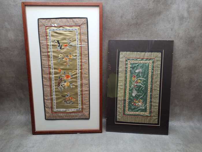 Two Chinese silk embroidered panels
