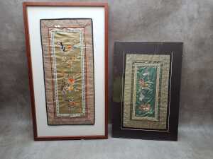 Two Chinese silk embroidered panels