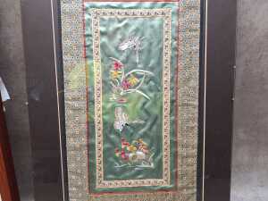 Two Chinese silk embroidered panels - 2