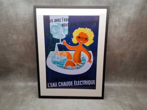 After Jean Colin, L'eau Chaude &Eacute;lectrique. Reproduction advertising poster