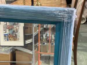 Teal framed wall mirror - 2