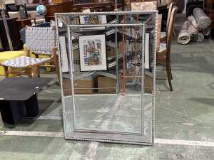 Art-deco style beaded edge wall mirror