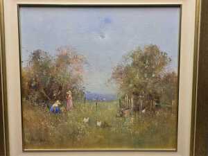 Elwyn White, Gathering Blackberries. Oil painting on board - 2