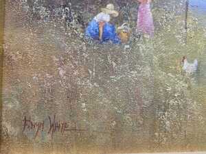 Elwyn White, Gathering Blackberries. Oil painting on board - 3