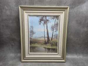 Wim Kortland (1923-), Yarra Valley, 1979. Oil painting on board