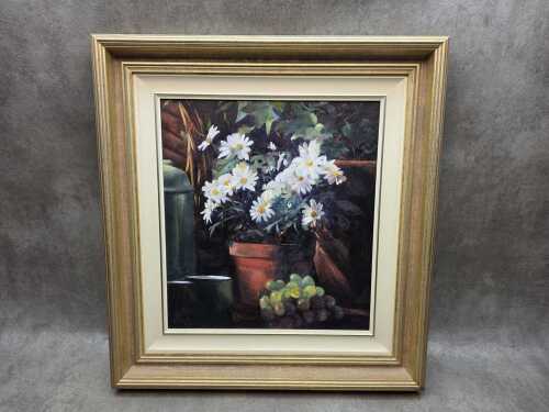 Nora Jacklin Bell, The Daisy Pot. Oil painting on board