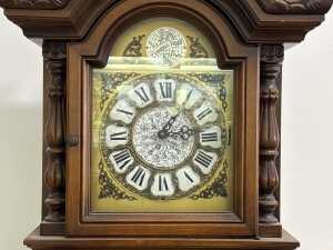 Decoratively carved timber longcase clock - 2