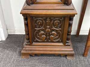 Decoratively carved timber longcase clock - 3