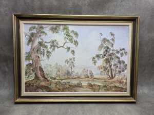 Rosemarie Bes, Country Scene, 1980. Oil painting on board