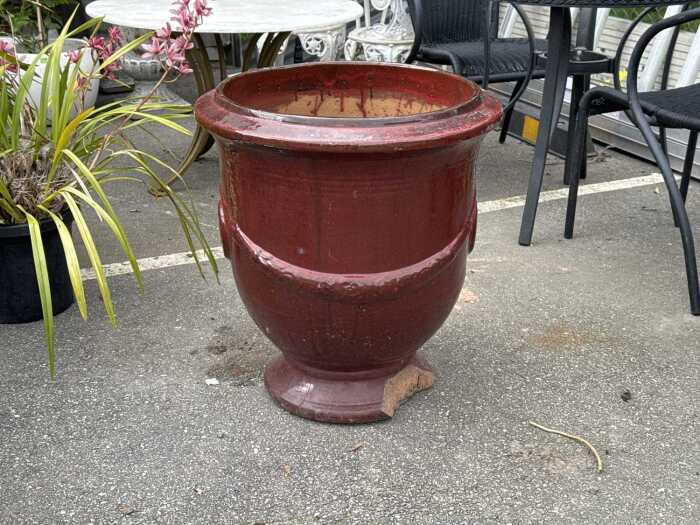 Crimson red glazed ceramic garden pot