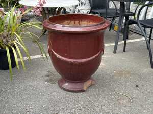 Crimson red glazed ceramic garden pot