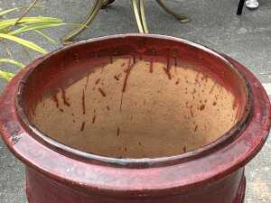 Crimson red glazed ceramic garden pot - 3