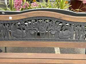Two-seater timber and cast iron garden bench - 2