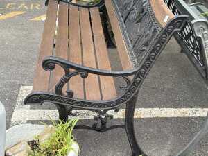 Two-seater timber and cast iron garden bench - 3