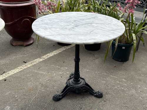 Round marble top patio table